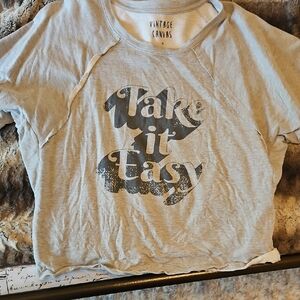 Vintage Gray Crop T-Shirt Short Sleeve Relaxed